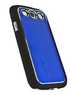 CASE123 Brushed Aluminum Insert Ultra Slim Case Skin Cover for Samsung Galaxy S3   Blue   2X Free Screen Protectors: Cell Phones & Accessories