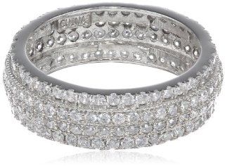 Sterling Silver Cubic Zirconia Pave Ring, Size 7: Jewelry