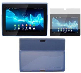 HappyZone Rubberized TPU Skin Case Cover With Anti Glare Matte Screen Protector For Sony Xperia Tablet S (SGPT121US/SGPT122US/SGPT123US) Tablet   Blue: Computers & Accessories