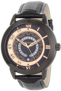 Stuhrling Original Men's 118B.335541 Classic World Traveler Swiss Quartz Black Dial Watch: Watches