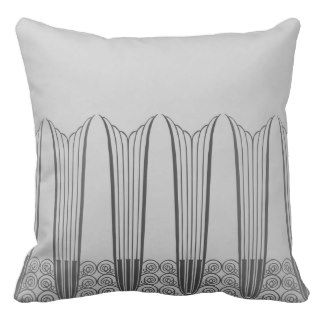 EVE'S BALCONY, Art Deco Ironwork in Shades of Gray Throw Pillows