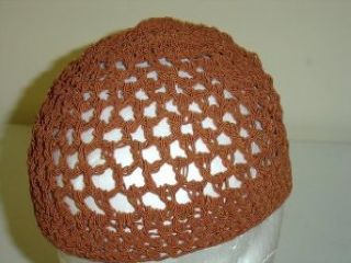 Cp107brn, Hand Crocheted Brown Gimp Skull Cap for Women and Teens