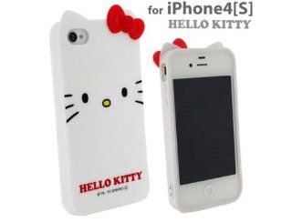 White Hello Kitty Ear phone cover case iPhone 4 iPhone4s: Cell Phones & Accessories