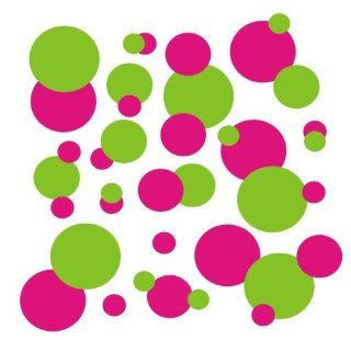 set of 106 Hot Pink and Lime Green polka dots Vinyl wall lettering stickers quotes and sayings home art decor kit peel stick mural graphic appliques decal   Wall Banners