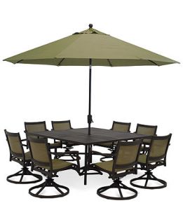 Lexford Aluminum 9 Piece Patio Furniture Set 64 Square Table and 8 Swivel Chairs   Furniture