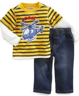 Kids Headquarters Baby Set, Baby Boys Striped Helicopter Shirt & Jeans   Kids