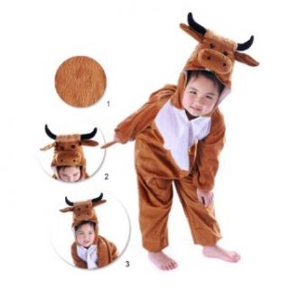 Meilaier Cow Costume Pajamas Kids Sleepwear Animal Onesie Hooded Plush Halloween Cosplay (115cm(For Height 105 120cm)) Clothing
