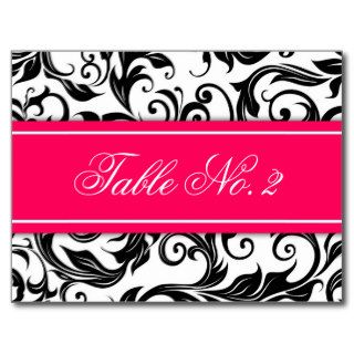 Hot Pink Swirl Wedding Table Number Postcards