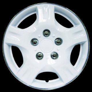 Wheel Covers In White  Chrome Lip 15" 4PCS Set: Automotive