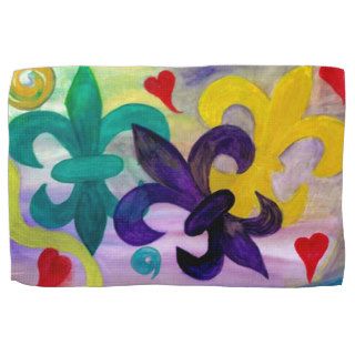 Mardi Gras fleur de lis art kitchen towel
