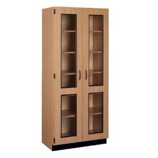Stevens Industries Glass Double Doored Laminate Storage Cabinet with Lock 