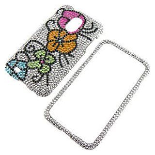 Rhinestones Protector Case Samsung Galaxy S II Epic 4G Touch D710 (Sprint & US Cellular) Silver Hawaii Flowers Full Diamond: Cell Phones & Accessories