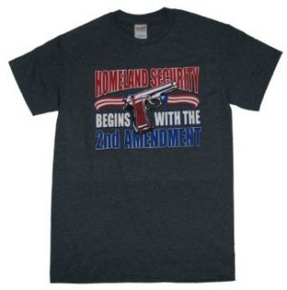 Homeland Security Begins With The 2nd Amendment   Adult T Shirt: Clothing