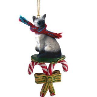 Siamese Cat Candy Cane Christmas Ornament  