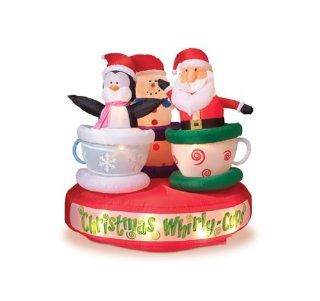 Shop Gerson Air Blown Santa and Friends on Spinning Tea Cup Ride Lighted Yard Art at the  Home Dcor Store