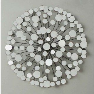 Graphics International Metal Wall Dcor with Circular Mirror, Silver: Bread Plates: Kitchen & Dining