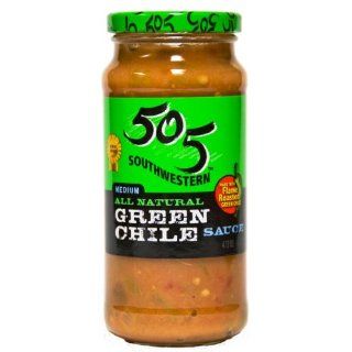 505 Southwest Sauce, Medium Green Chile, 16 Ounce Glass Jars (Pack of 4) : Salsas : Grocery & Gourmet Food