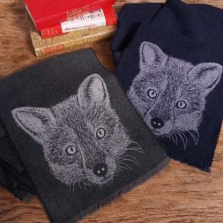personalised fox print lambswool tweed scarf by stabo