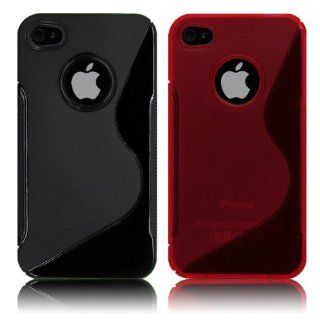 Cbus Wireless Two S Line Flex Gel Cases / Skins / Covers for Apple iPhone 4S / iPhone 4   Black, Red: Cell Phones & Accessories