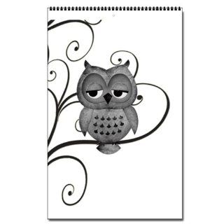 CafePress Black White Swirly Tree Owl Vertical Wall Calendar : Office Products