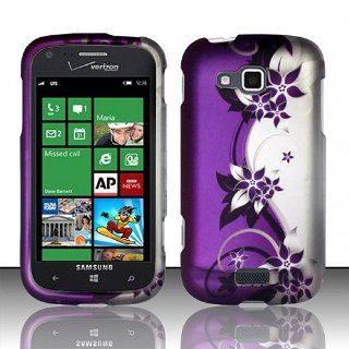 Purple Silver Flower Hard Cover Case for Samsung ATIV Odyssey SCH I930 Cell Phones & Accessories