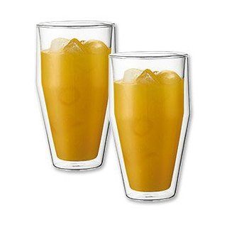 Bodum Torst 2 Piece 15 Ounce Double Wall Glass, Large, Clear: Iced Tea Glasses: Kitchen & Dining