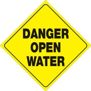 Voss Signs Yellow Plastic Reflective Sign 12" Danger Open Water: Automotive