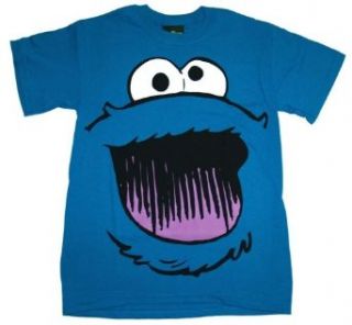 Sesame Street Cookie Monster Smile Face T shirt (Small, Blue) at  Mens Clothing store