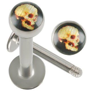 lip rings 16 gauge studs unique skull labret (1.2mm), 5/16" Inches (8mm) long   316L Surgical Stainless Steel Bar Ear Tragus ars Earrings Ball 3mm with Logo   Pierced Body Piercing Jewelry Jewellery   Set of 2 AHFQ Jewelry