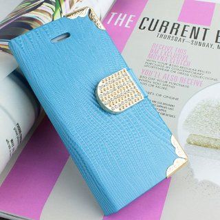 Ooki (Tm) for Lg Optimus L9 P769 Crocodile Bling Diamond Pu Leather Wallet Flip Pouch Case Cover (Light Blue): Cell Phones & Accessories