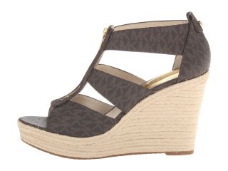 MICHAEL Michael Kors Damita Wedge Brown Mini Mk Sig Pvc