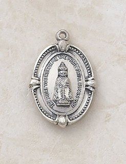 Oval Sterling Silver Infant of Prague Medal Catholic Child Jesus Sacred Heart Pendant with Stainless Chain: Jewelry