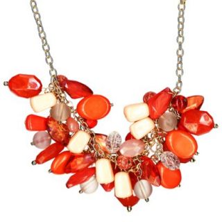 Womens Statement Necklace   Coral/Gold (17)