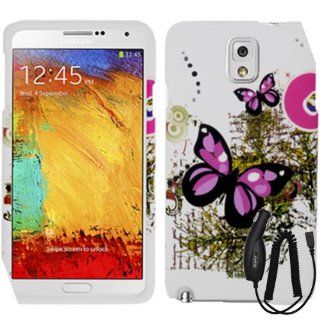 SAMSUNG GALAXY NOTE 3 PINK BLACK BUTTERFLY COVER SNAP ON HARD CASE + CAR CHARGER from [ACCESSORY ARENA]: Cell Phones & Accessories