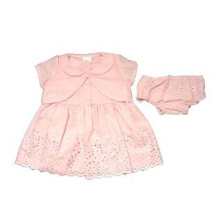 Baby Girl Flower Design Pink Dress and Bottoms with Baby Cardigan and Hair Band Set (0 3 months) (Pink): Playwear Dresses: Clothing