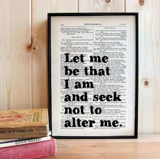 inspirational shakespeare quote print by bookishly