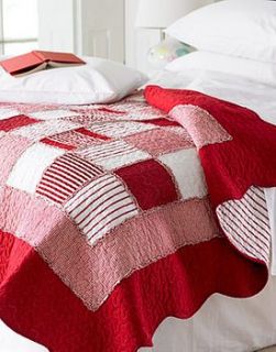 new red white patchwork single quilt by coast and country interiors