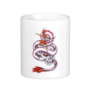 Cool Crystal Dragon and Skull   tattoo style mug