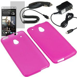 EagleCell Inc. TPU Sleeve Gel Cover Skin Case for AT&T HTC One Mini + LCD + Car + Home Charger Magenta Pink Cell Phones & Accessories