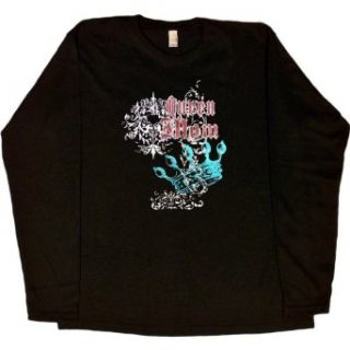 WOMENS LONG SLEEVE T SHIRT : BLACK   SMALL   Queen Mom   Trendy Goth Crown Mothers Day Gift: Clothing