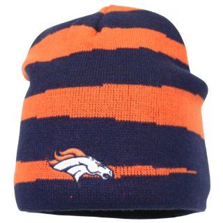 NFL Tiger Stripe Team Color Winter Knit Hat / Beanie   Denver Broncos  Sports Fan Beanies  Sports & Outdoors