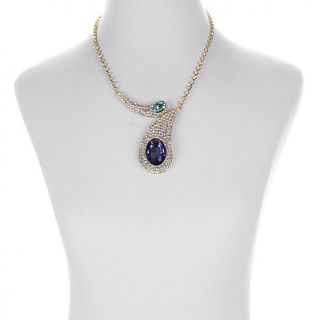 AKKAD "Nuovo Amore" Purple and Blue Crystal Goldtone 17 1/4" Drop Necklace