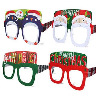 fun christmas card glasses multipack by tandem green