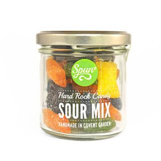 sour mix hard rock candy in a jar by spun candy