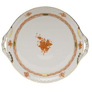 Herend Chinese Bouquet Rust Round Tray With Handles: Kitchen & Dining