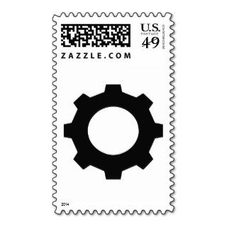 black cogwheel cog stamp