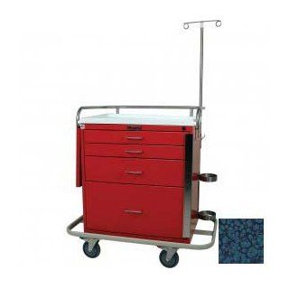 Harloff Classic Short Four Drawer Emergency Crash Cart Specialty Package, Hammertone Blue : Utility Carts : Office Products