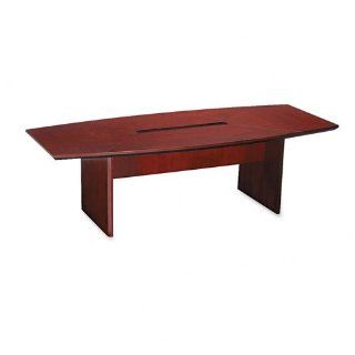 Mayline MLNCT96CRYKIT 96" Veneer Boat Shaped Conference Table, Corsica Series, With Black Beveled Edge and Slab Base, Cherry Veneer, Sierra Cherry Finish : Office Products