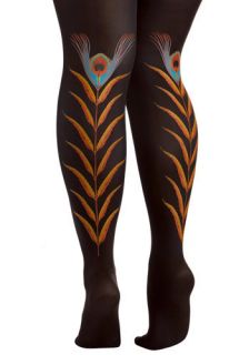 Black Peacock Feather Tights   Plus Size  Mod Retro Vintage Tights