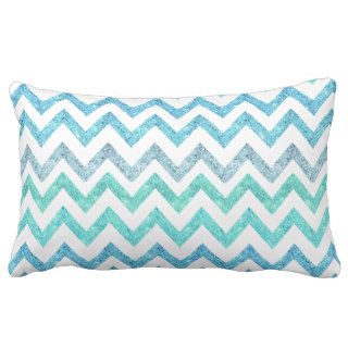 Girly Summer Sea Teal Turquoise Glitter Chevron Throw Pillow